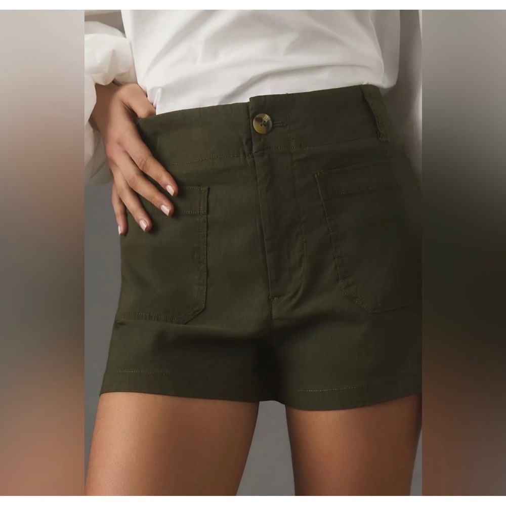 Anthropologie Maeve The Colette Olive Green Boho Retro Shorts 26